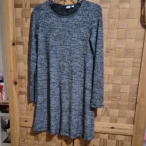GAP Heathered Black and Gray Long Sleeve Dress